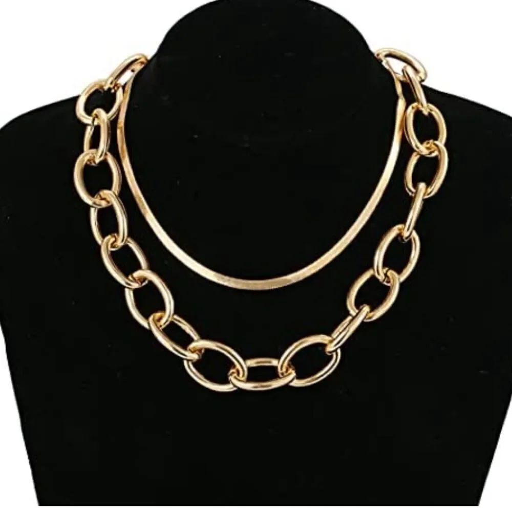 Gold  link statement necklace - Picture 2 of 2